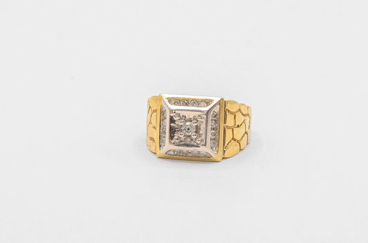 10K Gold Mens Diamond Nugget Ring