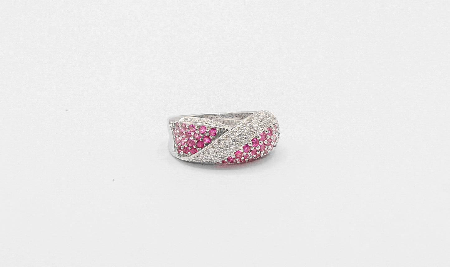 14K White Gold 2 Carat Pink Sapphire Diamond Ring