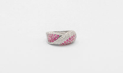 14K White Gold 2 Carat Pink Sapphire Diamond Ring