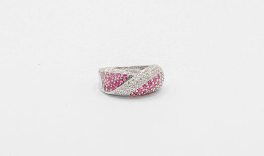 14K White Gold 2 Carat Pink Sapphire Diamond Ring
