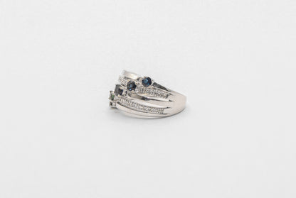 14K White Gold Sapphire And Diamond Ring