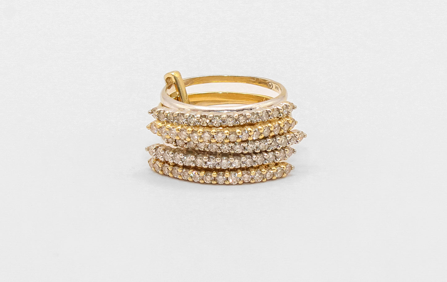 14K Gold Diamond Multi Stacked Rings