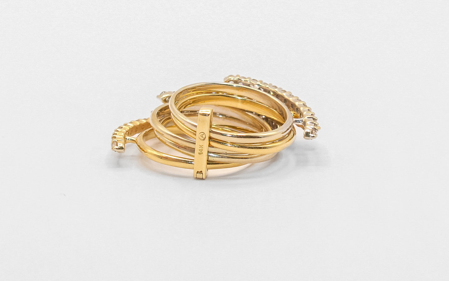 14K Gold Diamond Multi Stacked Rings
