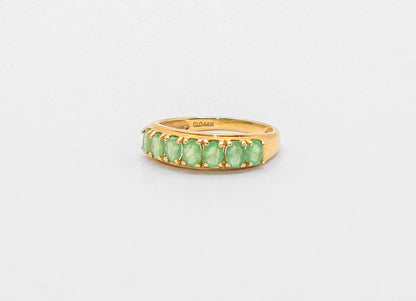 10K Gold Oval Emerald Band Ring