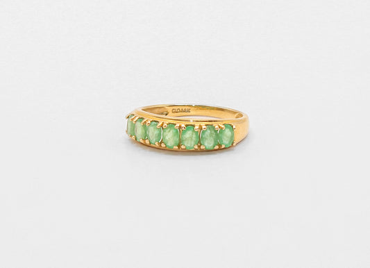 10K Gold Oval Emerald Band Ring
