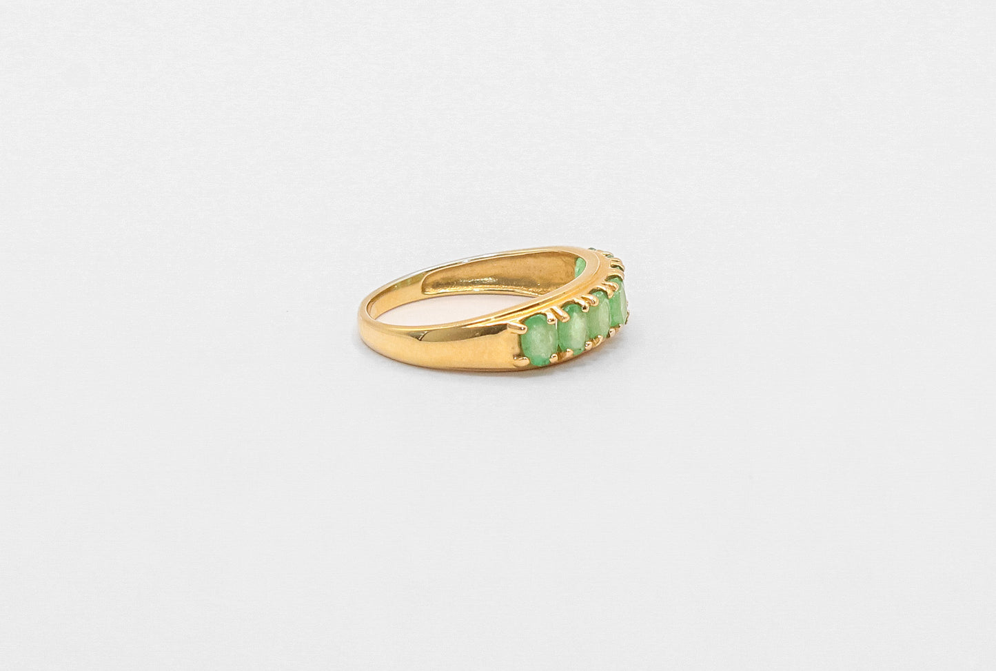 10K Gold Oval Emerald Band Ring