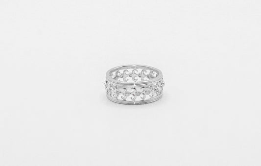 14K Diamond Fleur De Lis Bezel Eternity Band Ring