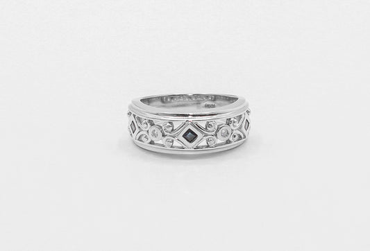 14K White Gold Diamond Sapphire Ring