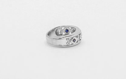 14K White Gold Diamond Sapphire Ring