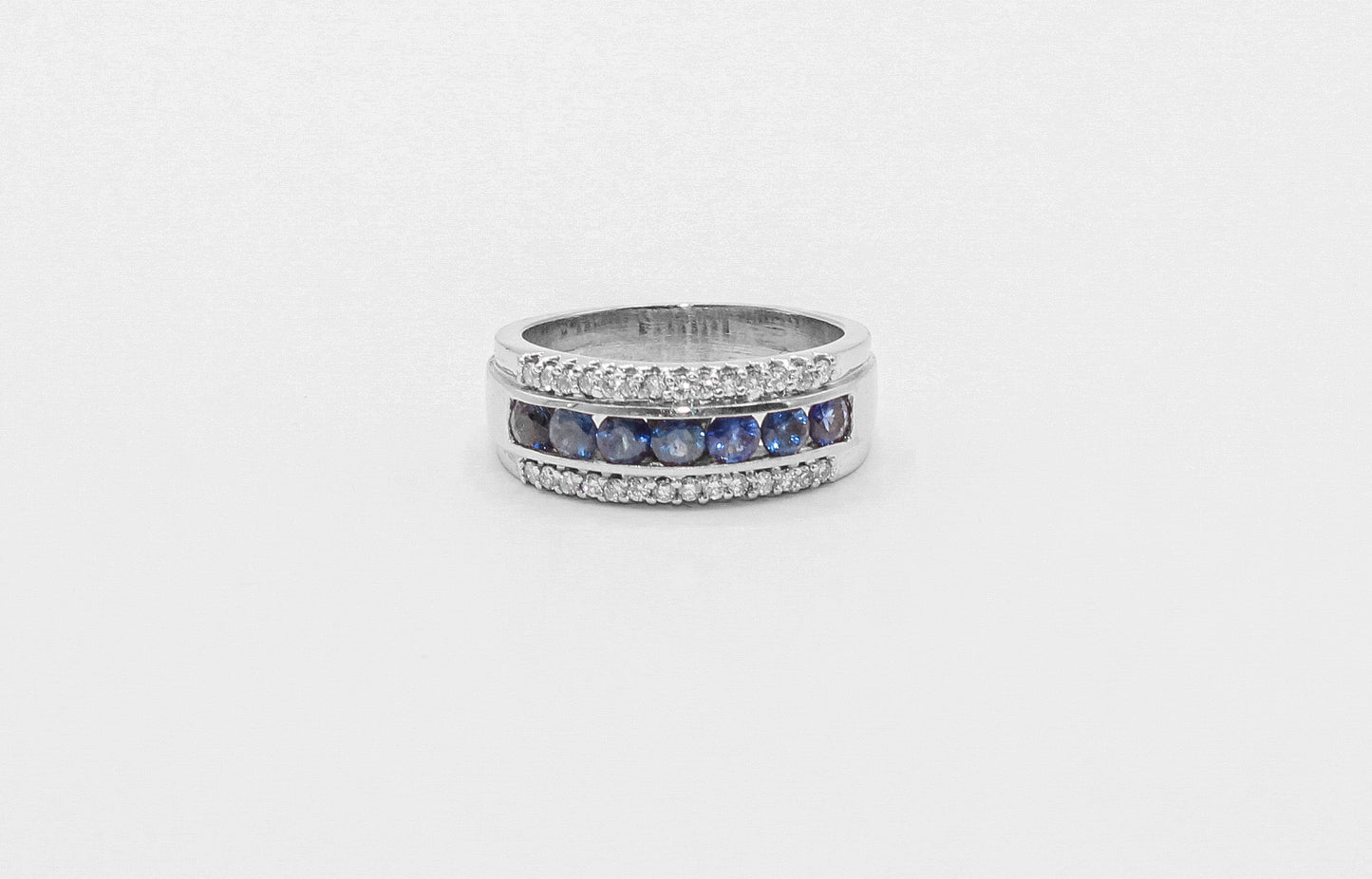 14K White Gold Diamond Sapphire Ring