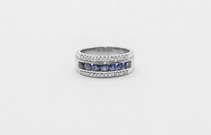 14K White Gold Diamond Sapphire Ring