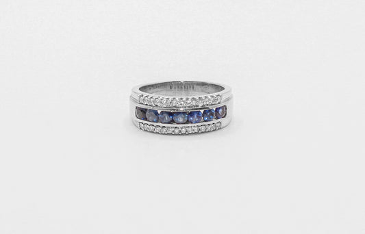 14K White Gold Diamond Sapphire Ring