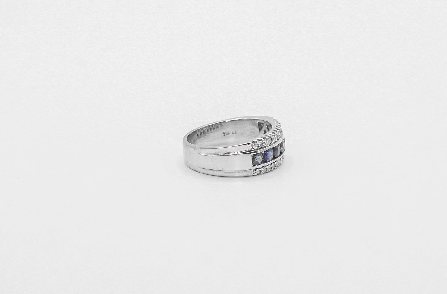 14K White Gold Diamond Sapphire Ring