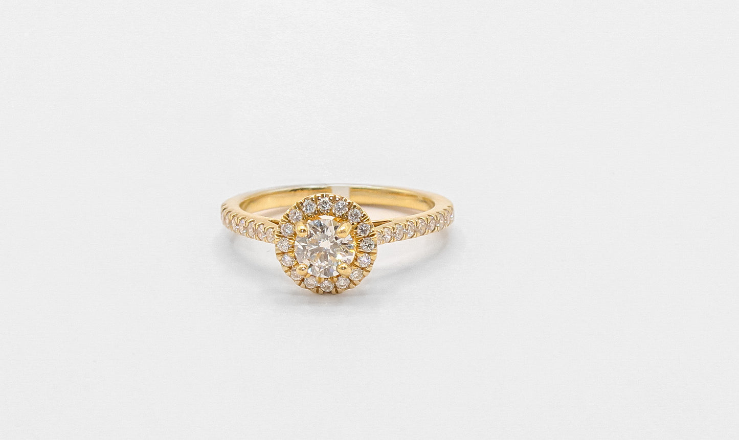 14K Gold Diamond Halo Engagement Ring