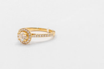 14K Gold Diamond Halo Engagement Ring