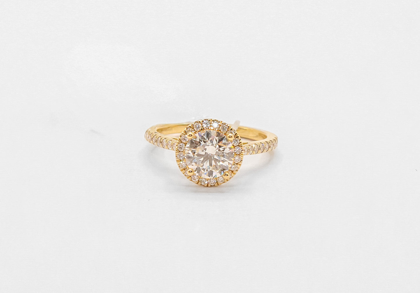 14K Gold 2 Carat Round Diamond Halo Ring