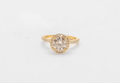 14K Gold 2 Carat Round Diamond Halo Ring