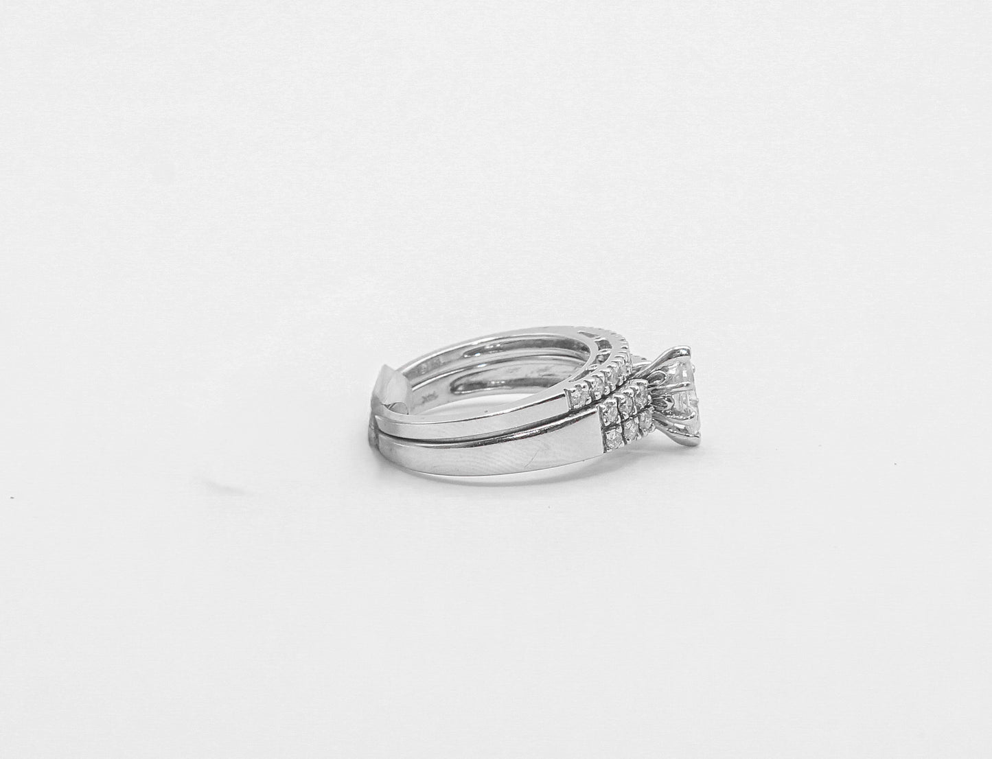 14K White Gold 1 Carat Marquis Diamond Ring Set