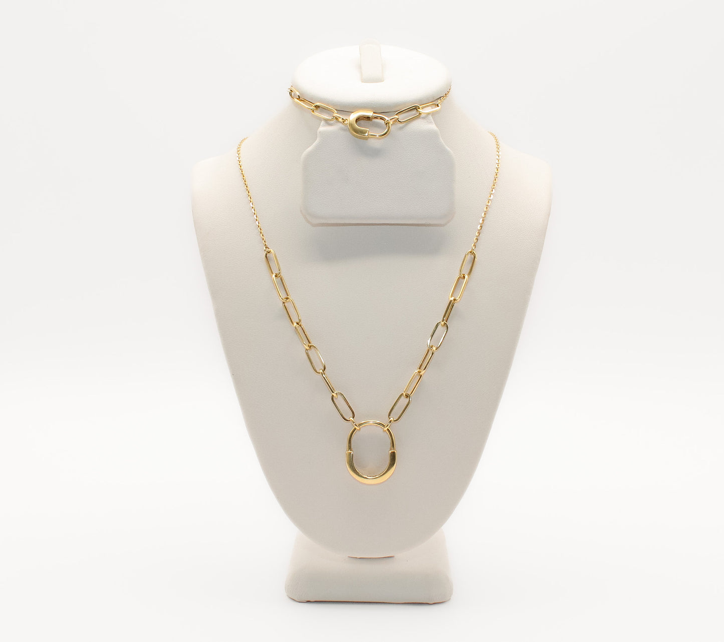 18K Gold Clip Chain Set