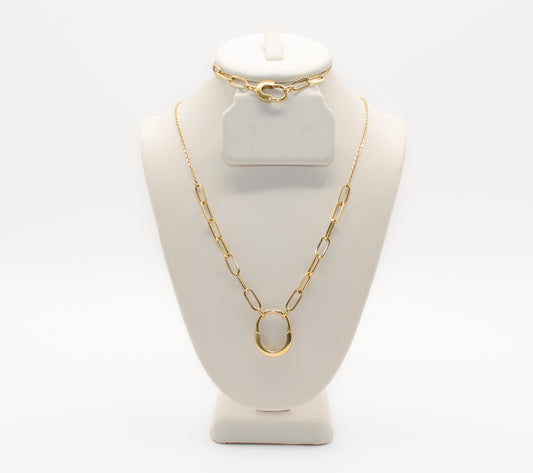 18K Gold Clip Chain Set