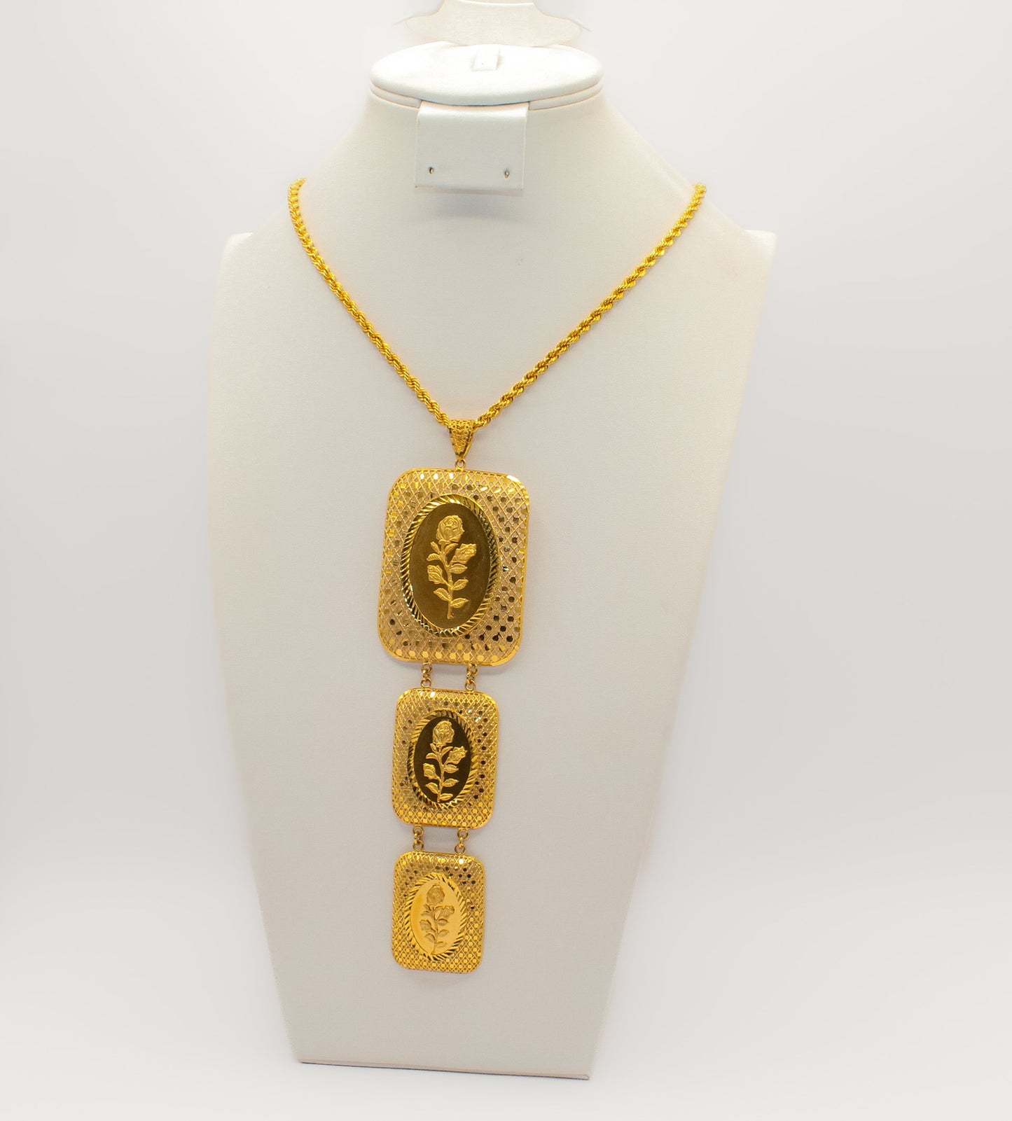 21K Gold Rose 3 Tier Pendant