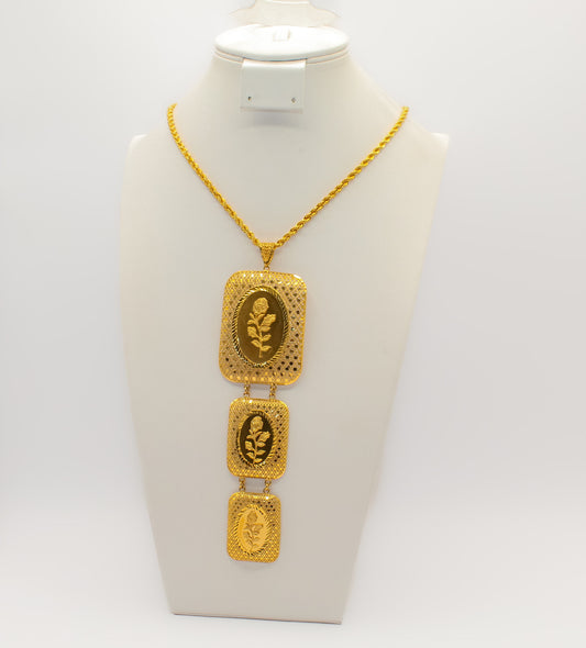 21K Gold Rose 3 Tier Pendant