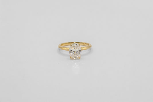 14K Gold Oval 2.02 Carat Solitaire Ring