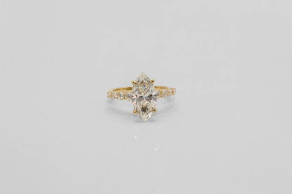 14K Gold Marquis Cut Diamond Solitaire Ring
