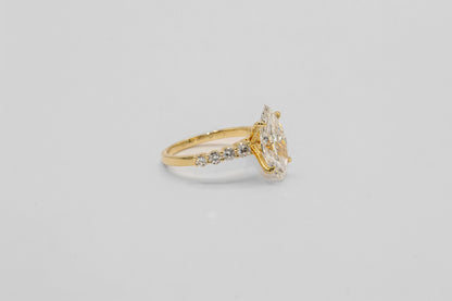 14K Gold Marquis Cut Diamond Solitaire Ring
