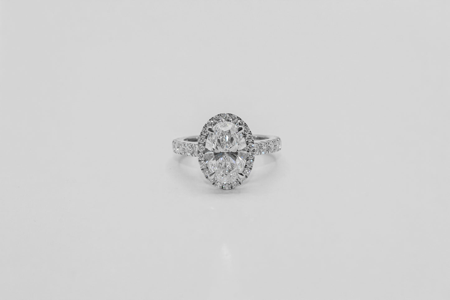 14K White Gold 2.57 Carat Oval Halo Diamond Ring