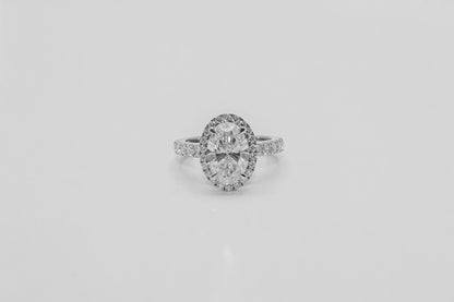 14K White Gold 2.57 Carat Oval Halo Diamond Ring