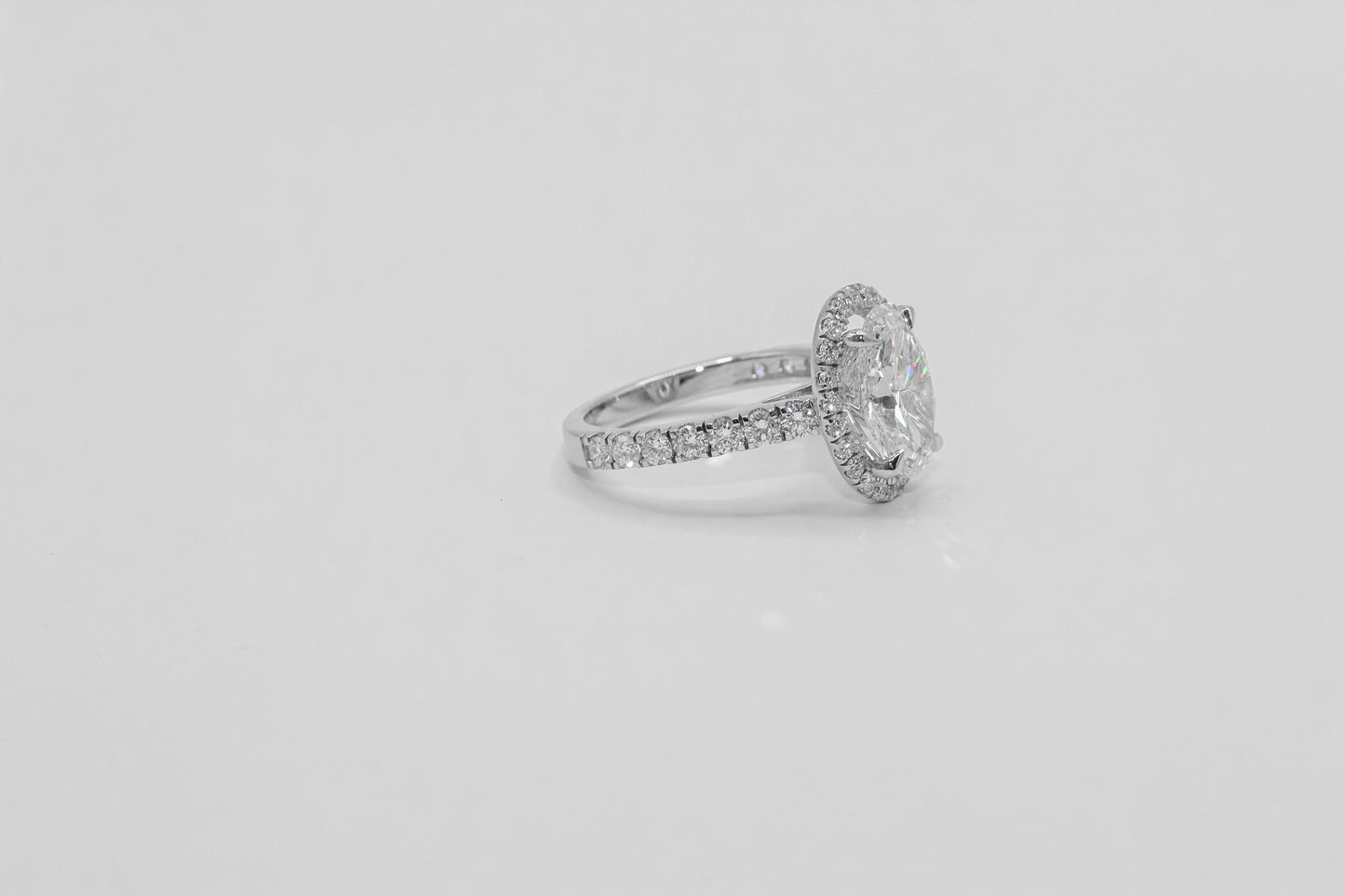 14K White Gold 2.57 Carat Oval Halo Diamond Ring
