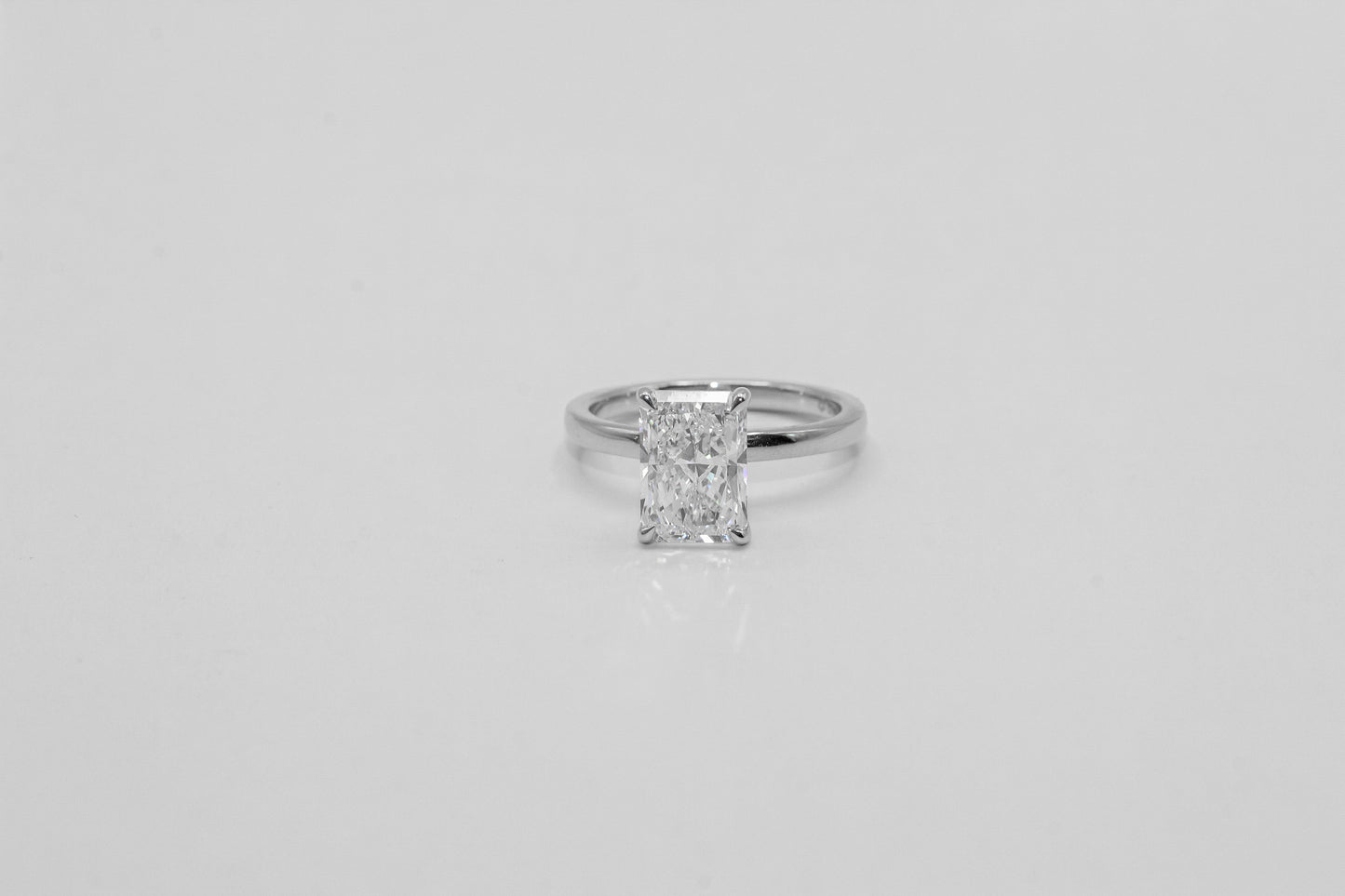 14K White Gold 3.01 Carat Radiant Cut Solitaire Ring