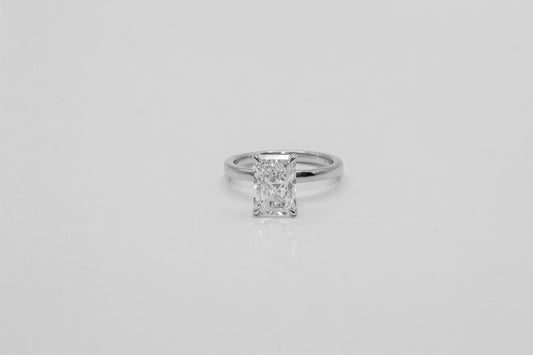 14K White Gold 3.01 Carat Radiant Cut Solitaire Ring