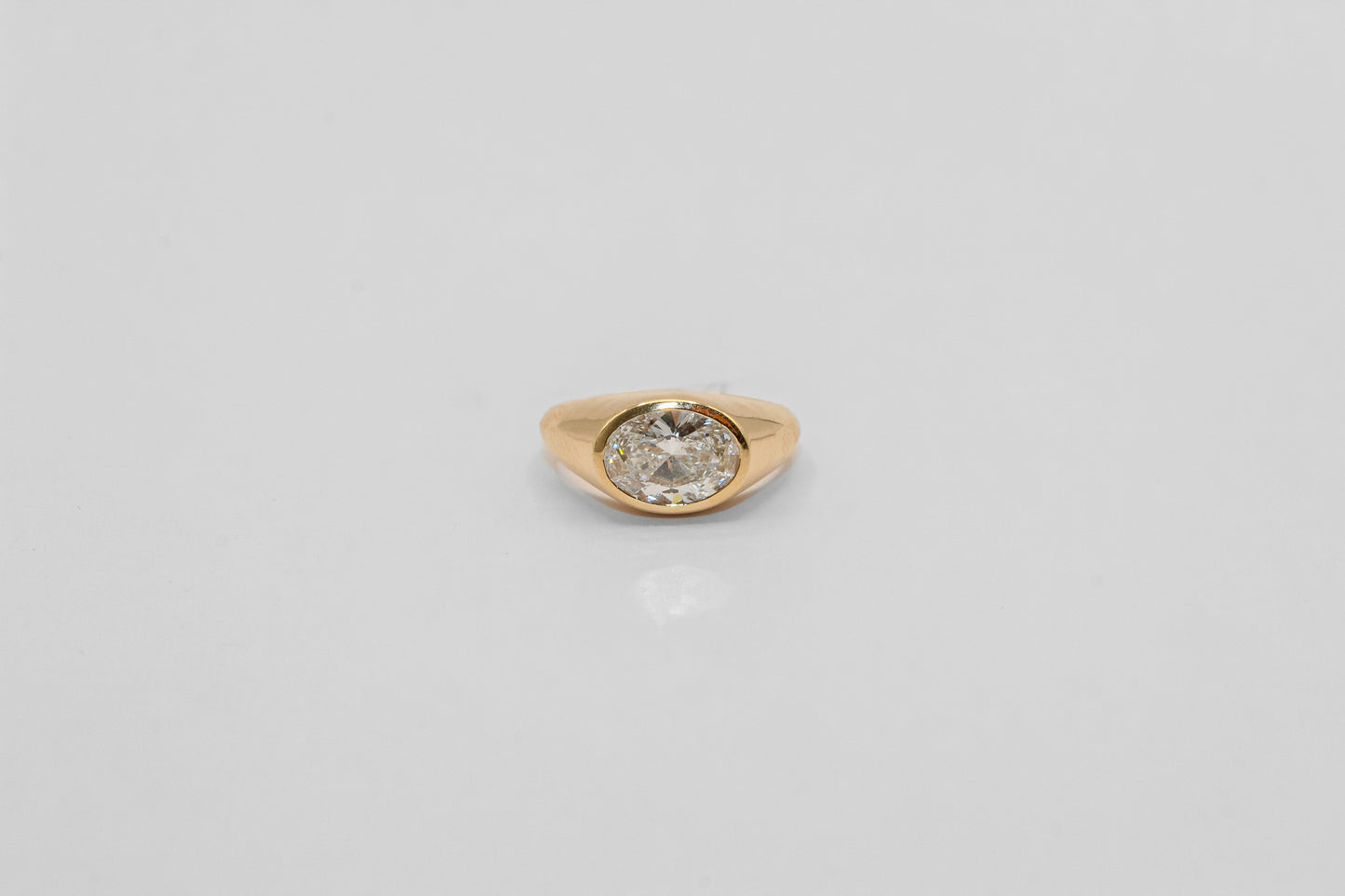 14K Gold 1 Carat Oval Diamond Pinky Ring