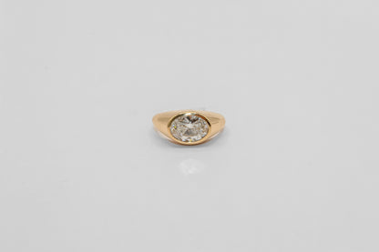 14K Gold 1 Carat Oval Diamond Pinky Ring