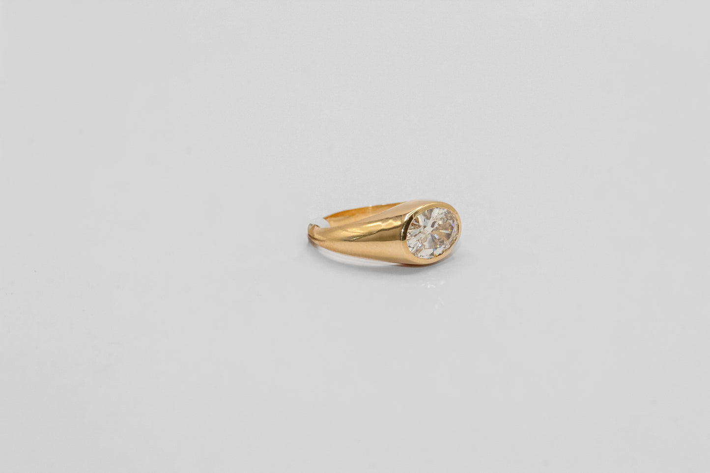14K Gold 1 Carat Oval Diamond Pinky Ring