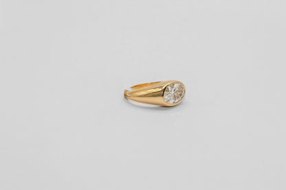 14K Gold 1 Carat Oval Diamond Pinky Ring