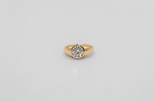 14K Gold 1 Carat Round Diamond Pinky Ring
