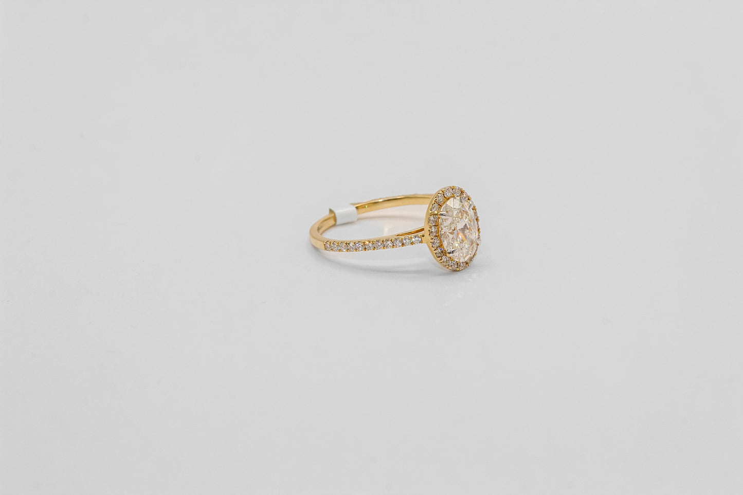 14K Gold Oval Halo Diamond Solitaire Ring