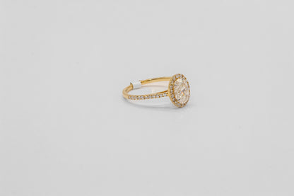 14K Gold Oval Halo Diamond Solitaire Ring