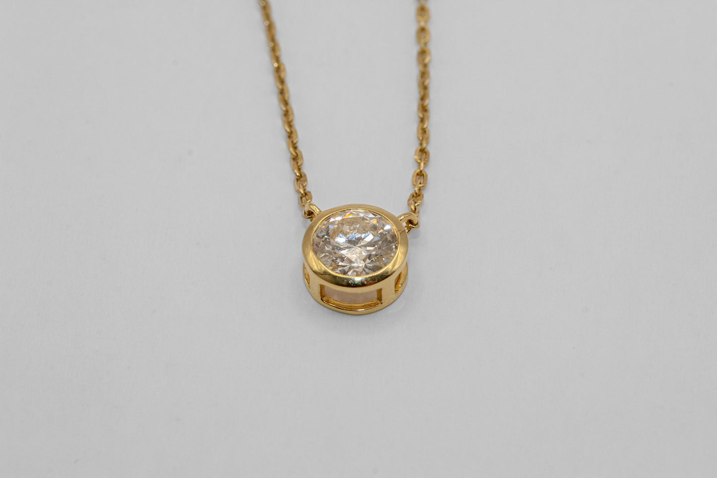 14K Gold 1 Carat Round Diamond Solitaire Necklace