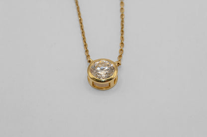 14K Gold 1 Carat Round Diamond Solitaire Necklace