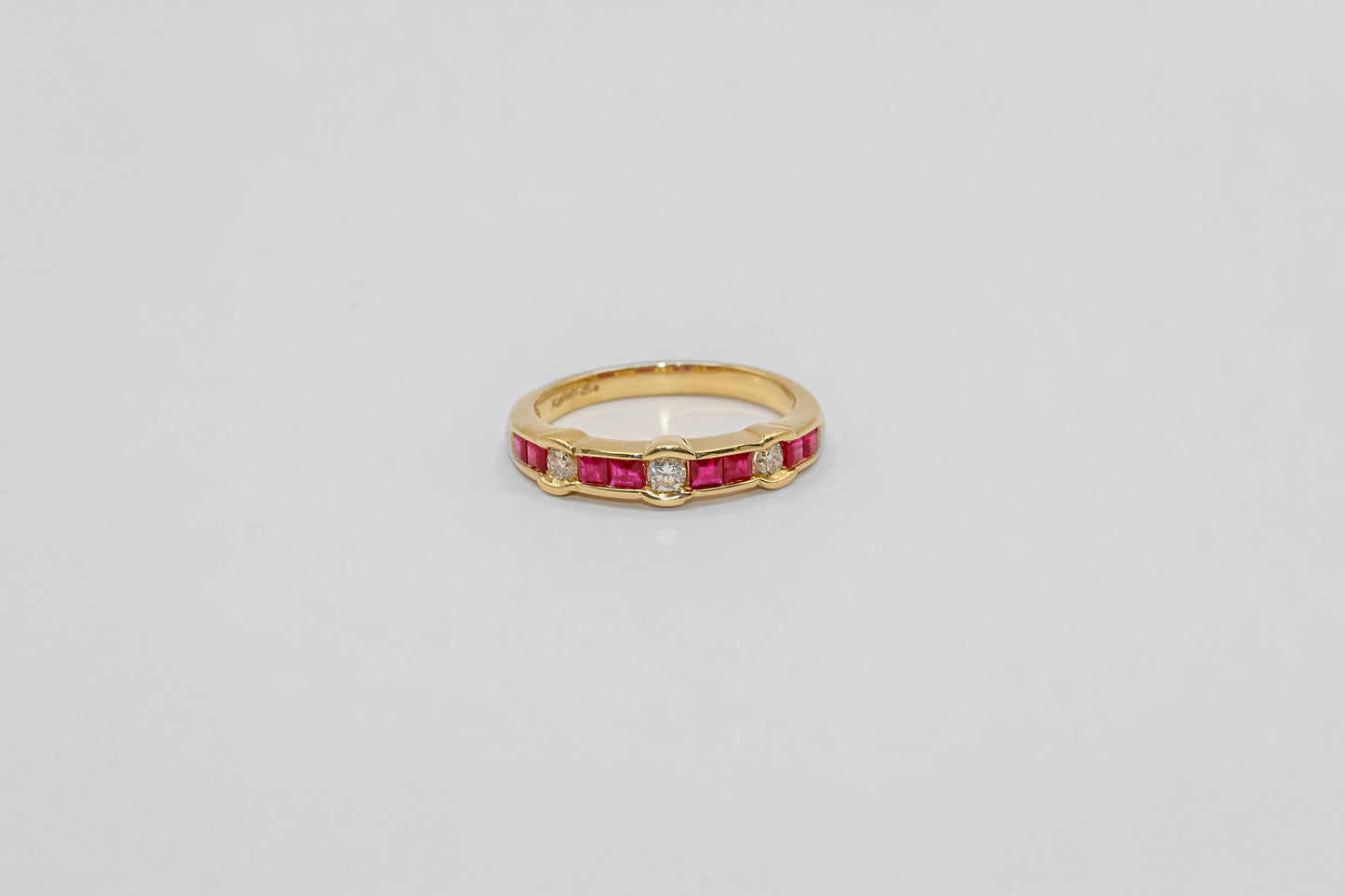 14K Gold Diamond Ruby Stacking Ring