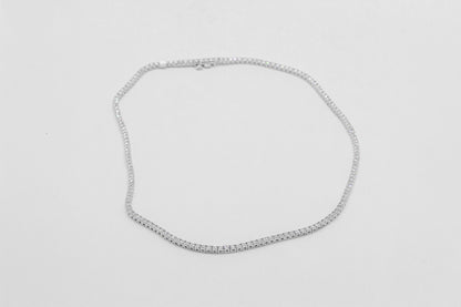14K White Gold 6.92 Carat Diamond Tennis Necklace