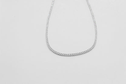 14K White Gold 6.92 Carat Diamond Tennis Necklace