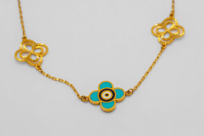 21K Gold Evil Eye Bracelet