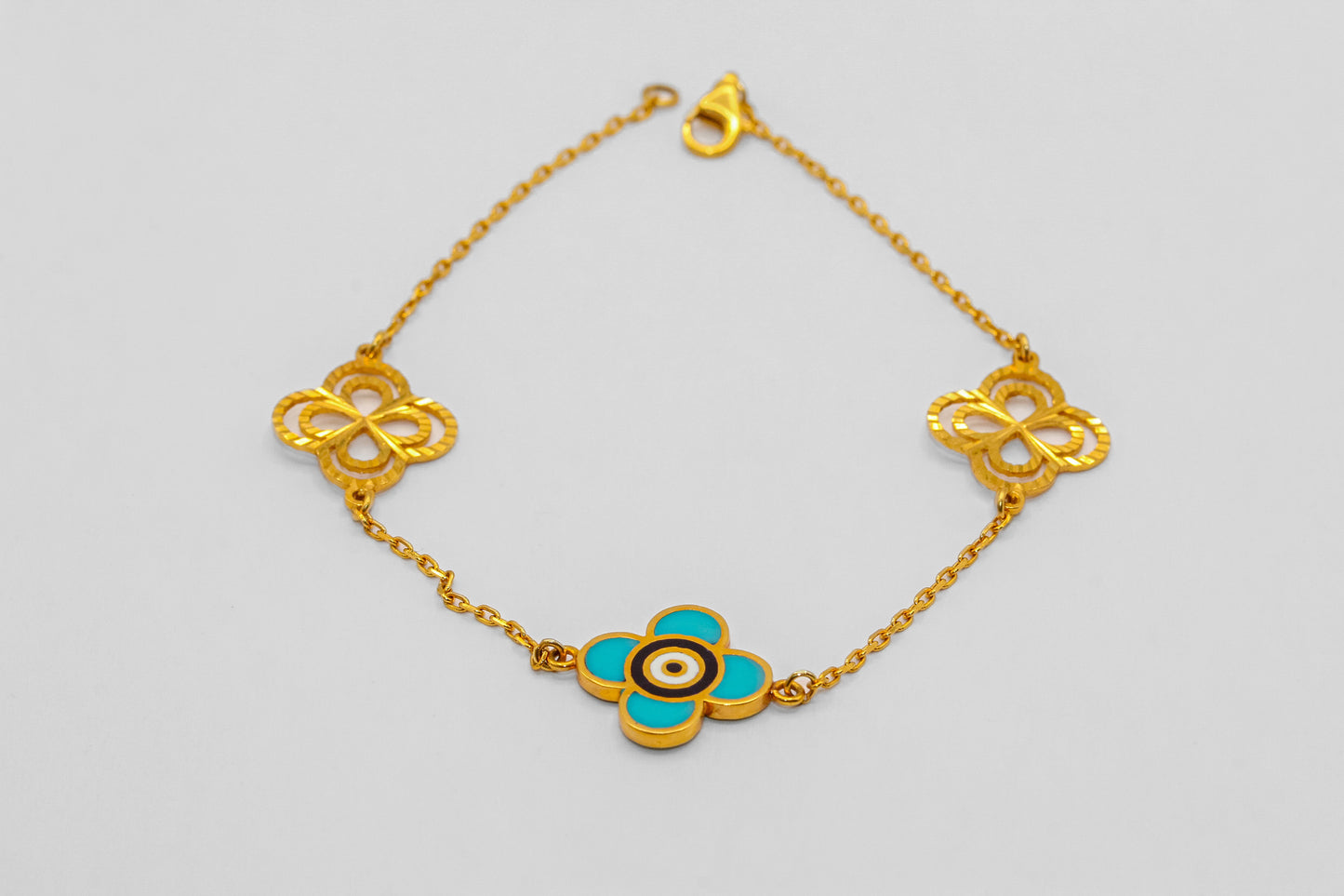 21K Gold Evil Eye Bracelet