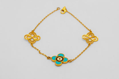 21K Gold Evil Eye Bracelet
