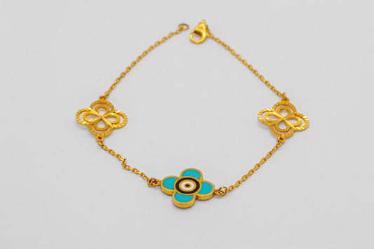 21K Gold Evil Eye Bracelet